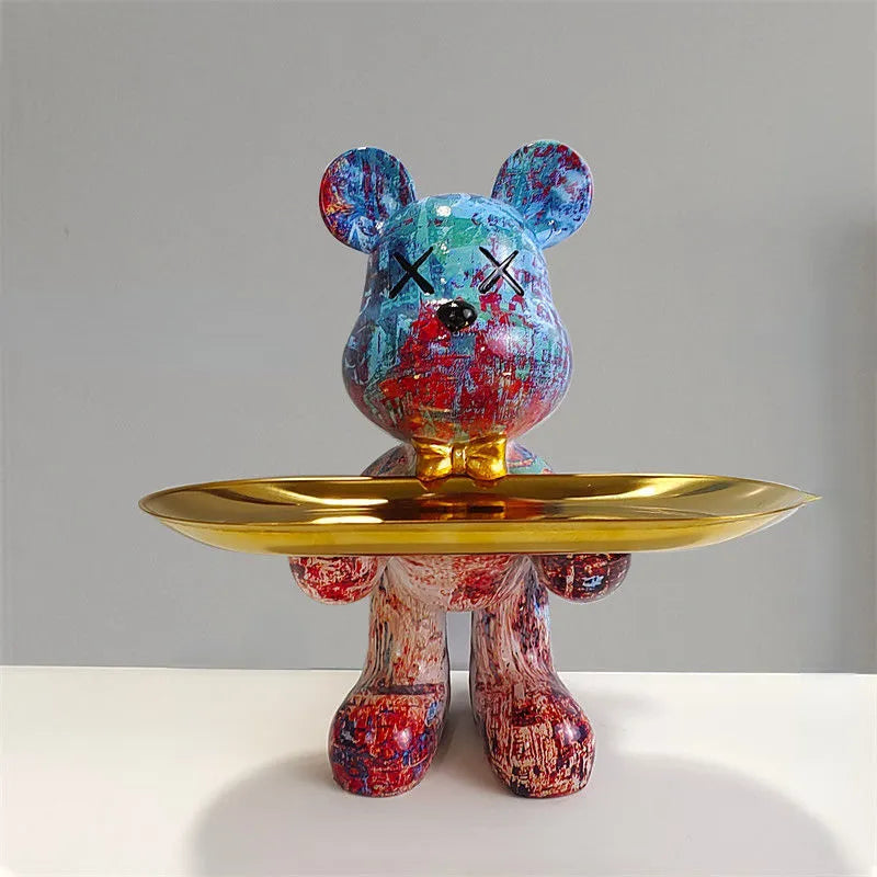 ButlerBear Decorative Bear Sculpture with Tray – Functional Home Accent