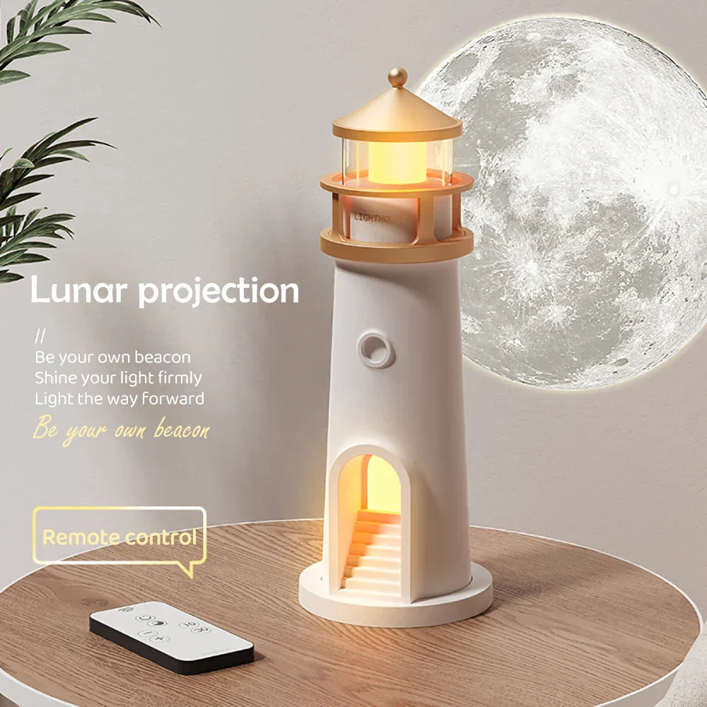 LunaTower - Lighthouse-Inspired Moon Projector Lamp with Remote Control