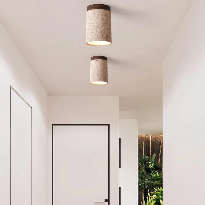 ModernTouch - LumiStone Cement and Wood Ceiling Light