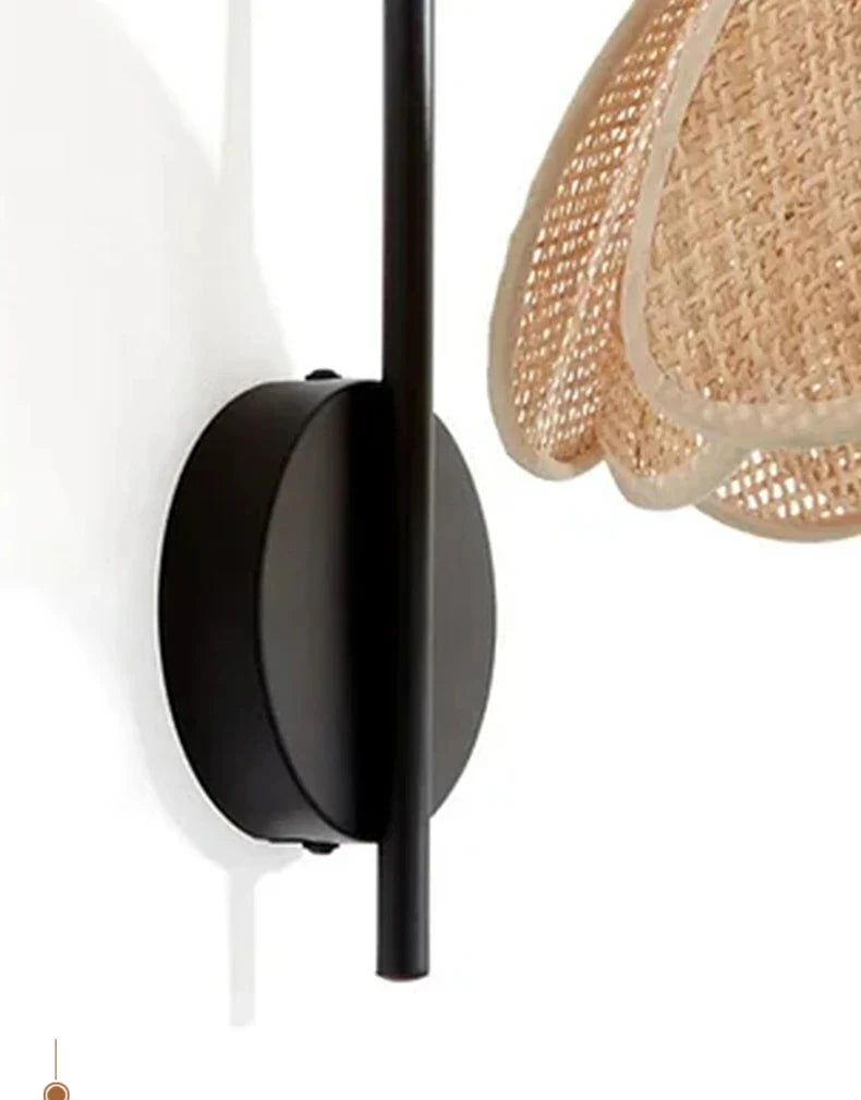 BloomGlow - Boho Rattan Woven Flower Wall Lamp