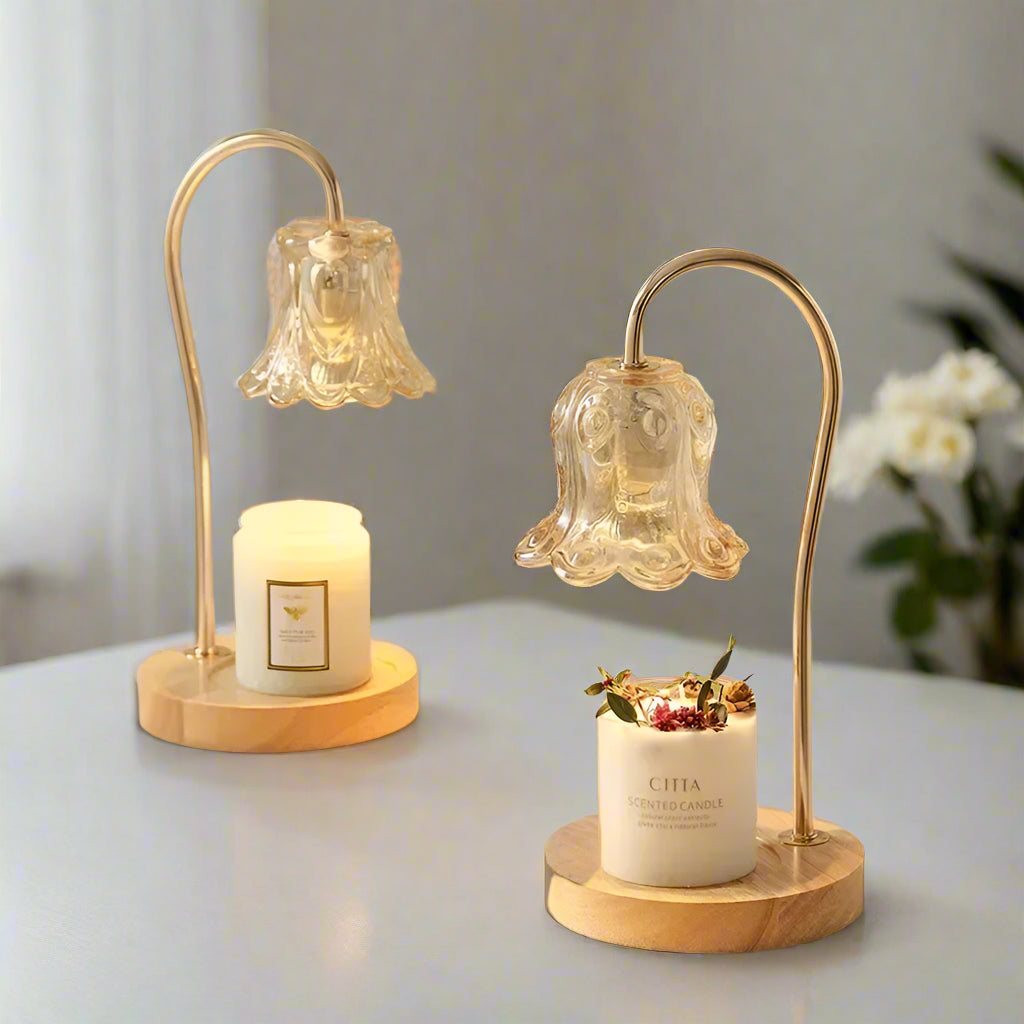 BloomGlow - Floral Glass Lampshade Table Lamp