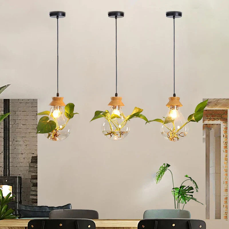BotanicaGlow – Hanging Glass Planter Pendant Lights
