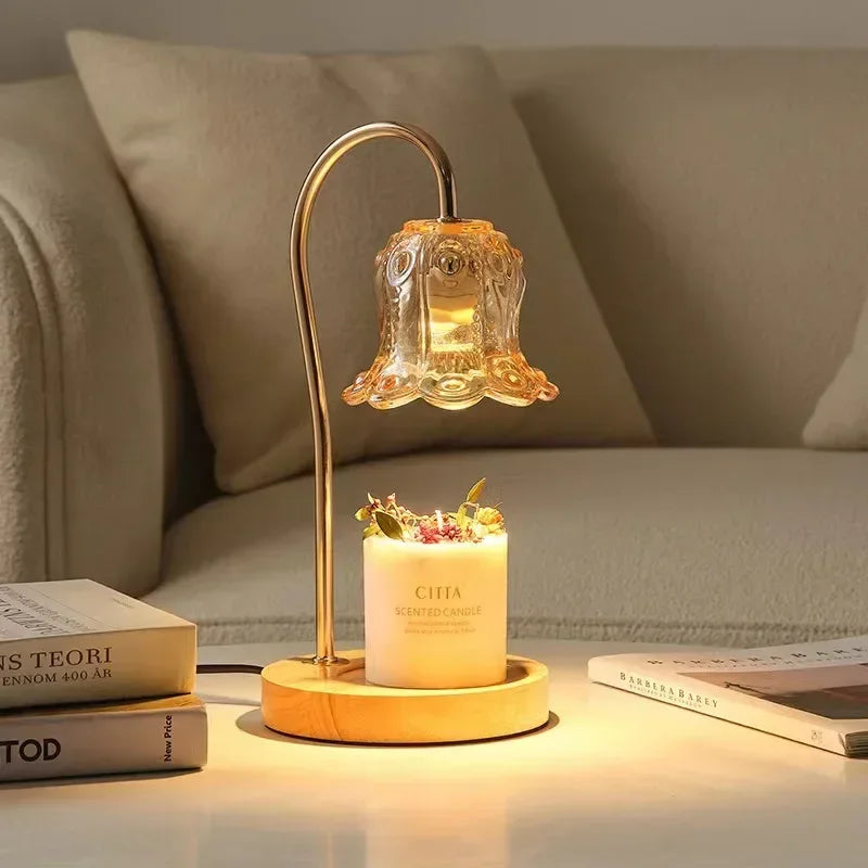 BloomGlow - Floral Glass Lampshade Table Lamp