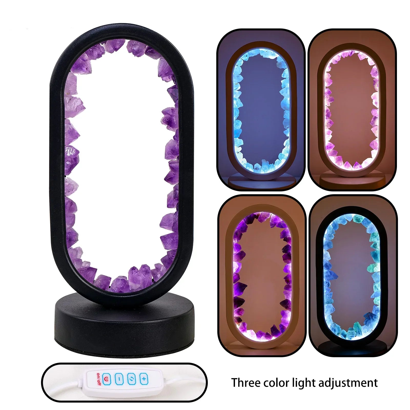 AmethystGlow- Serenity and Modern Elegance Oval Crystal LED Lamp