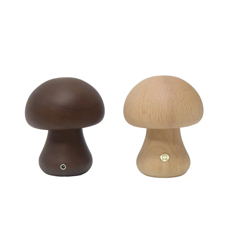 WoodlandGlow - Wooden Mushroom Night Light