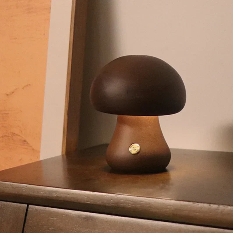 WoodlandGlow - Wooden Mushroom Night Light