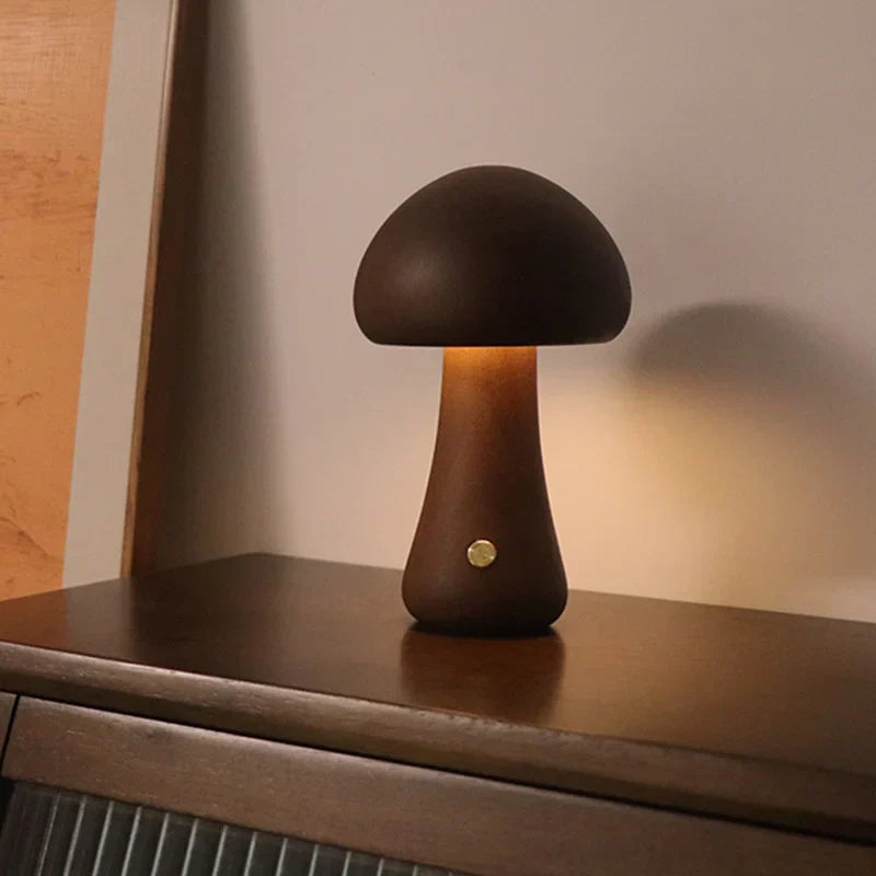 WoodlandGlow - Wooden Mushroom Night Light