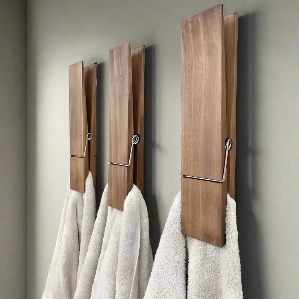 GripClasp Wooden Clothespin Towel Holder