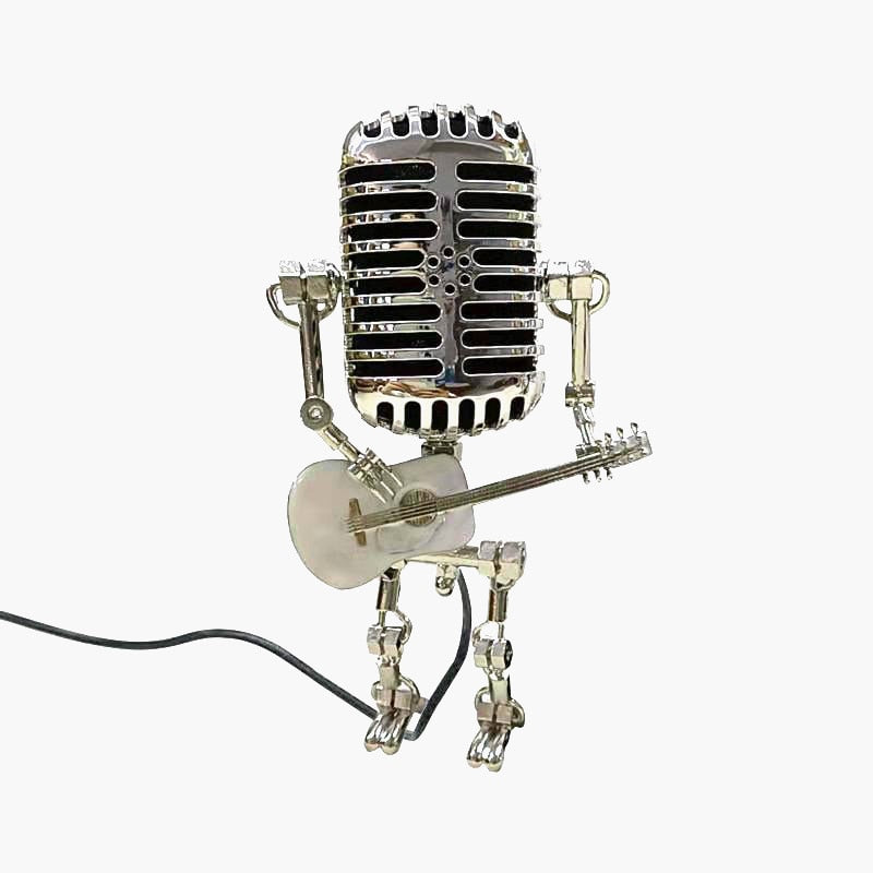 MicBots - Vintage Microphone LED Robots with Musical Instruments
