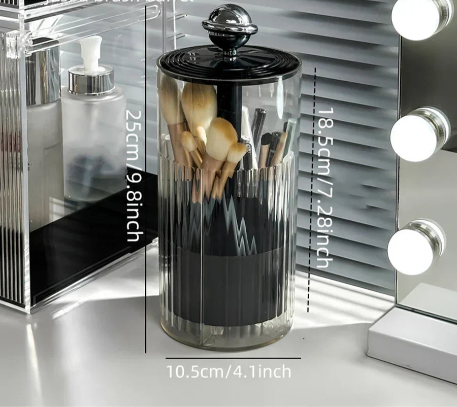 Auto Lift Makeup Brush Organizer | Stylish Vanity Cosmetic Storage