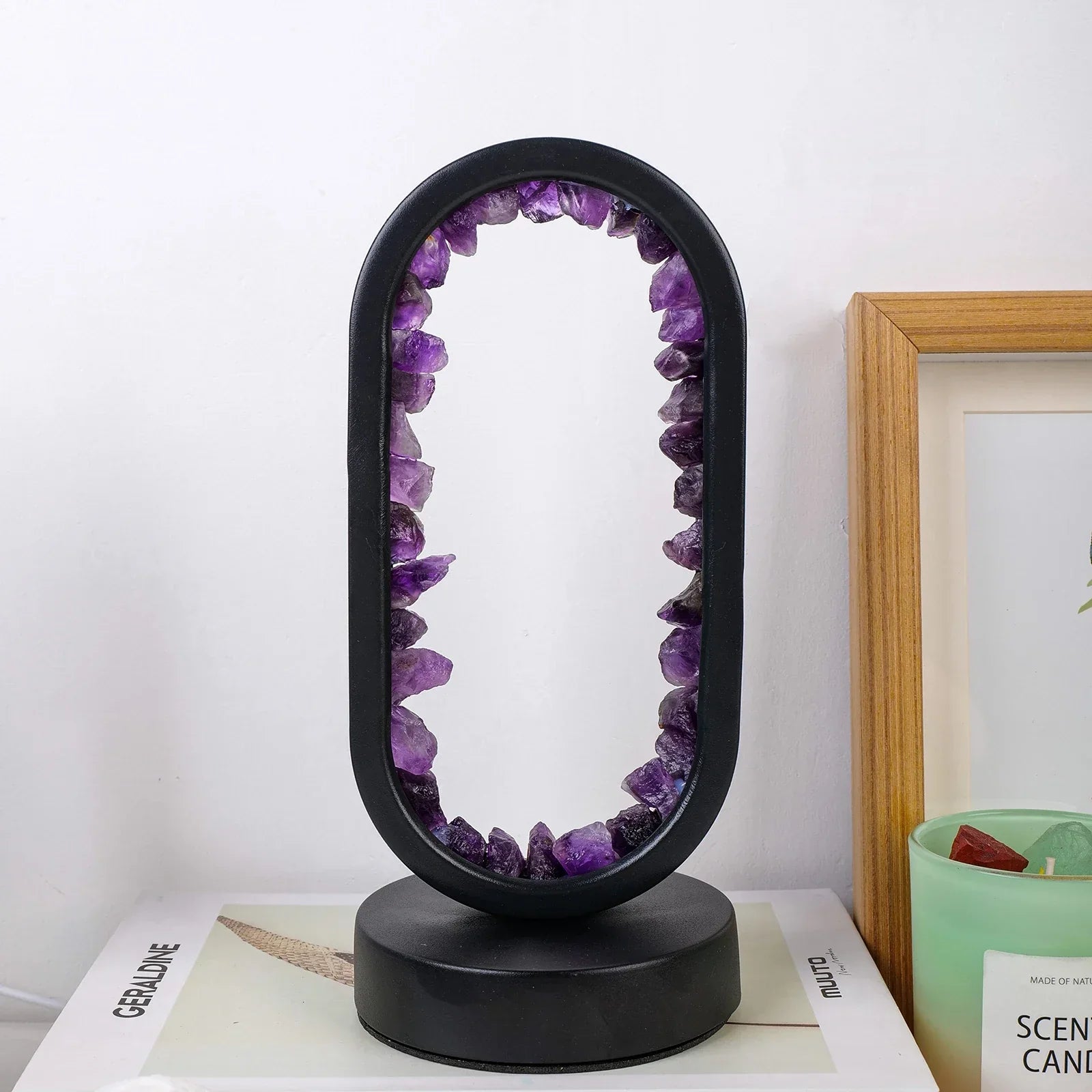 AmethystGlow- Serenity and Modern Elegance Oval Crystal LED Lamp