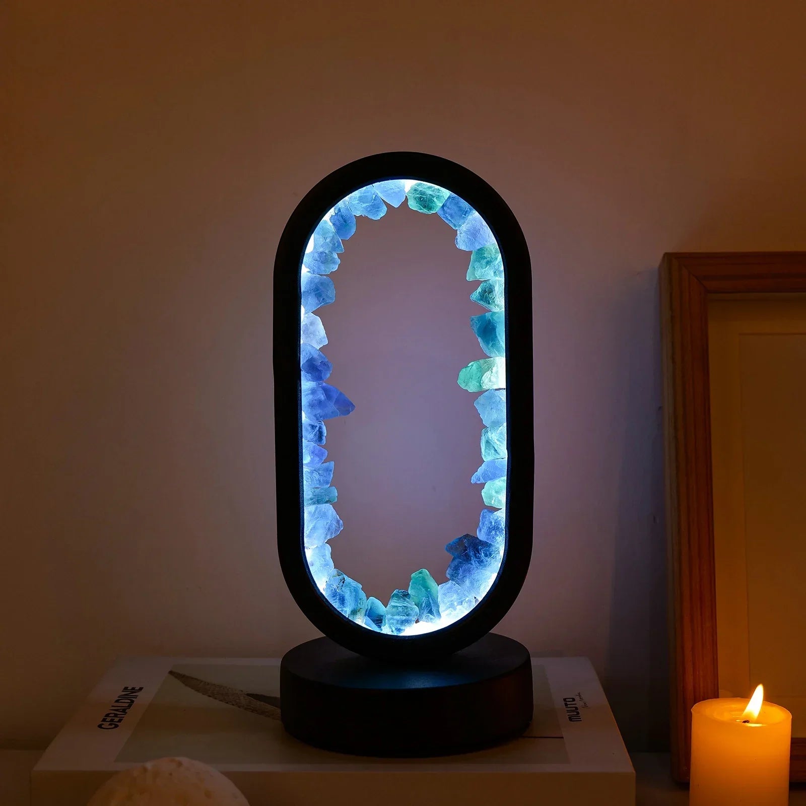AmethystGlow- Serenity and Modern Elegance Oval Crystal LED Lamp