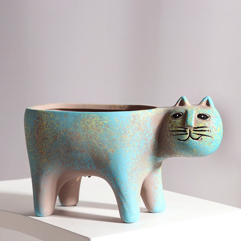 Playful Cat Ceramic Planters | Adorable Decorative Pots for Home & Office