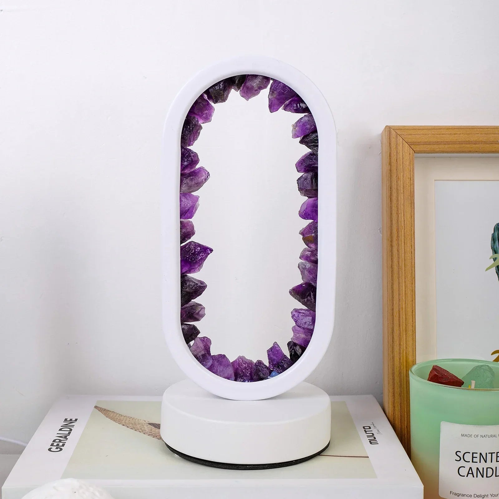 AmethystGlow- Serenity and Modern Elegance Oval Crystal LED Lamp