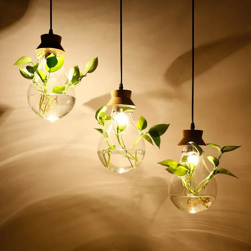 BotanicaGlow – Hanging Glass Planter Pendant Lights