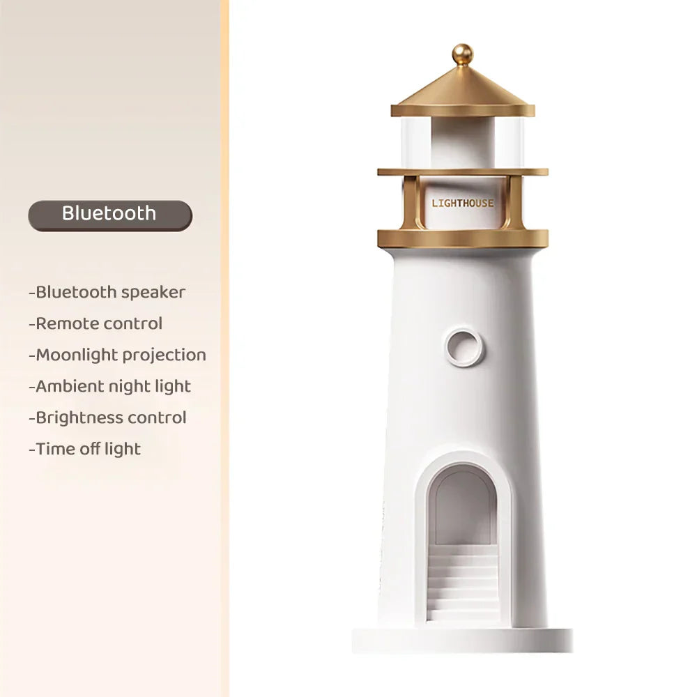LunaTower - Lighthouse-Inspired Moon Projector Lamp with Remote Control