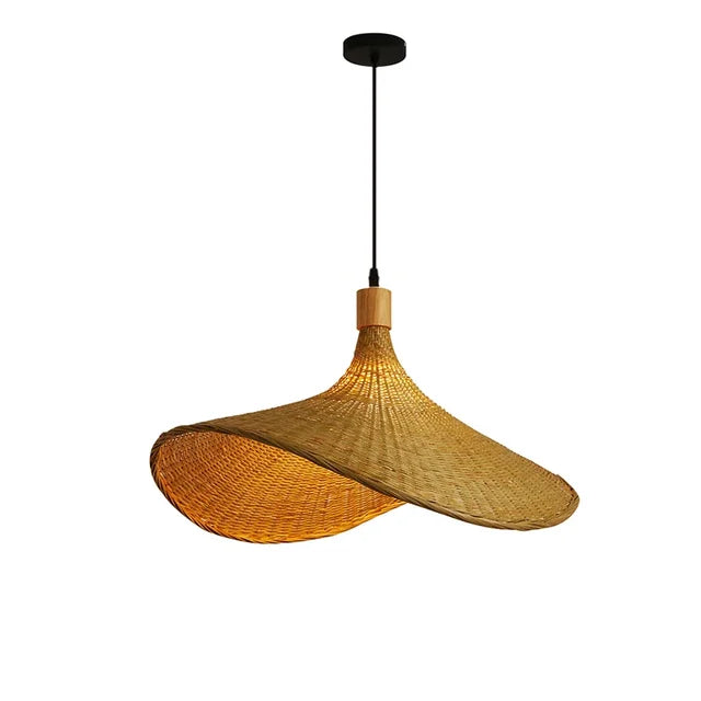 WickAura Rustic Boho Bamboo Pendant Lamp – Handwoven Natural Lighting Fixture