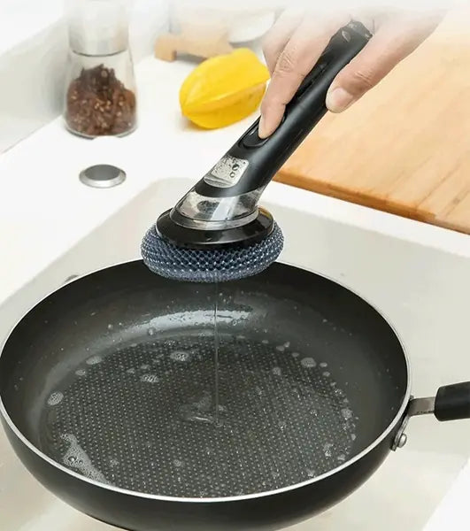 Soap Dispensing Kitchen Brush | Ergonomic Pan & Sink Scrubber