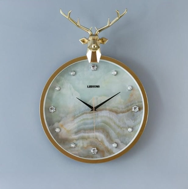 RegalStag - Timeless Marble-Effect Antler Wall Clock