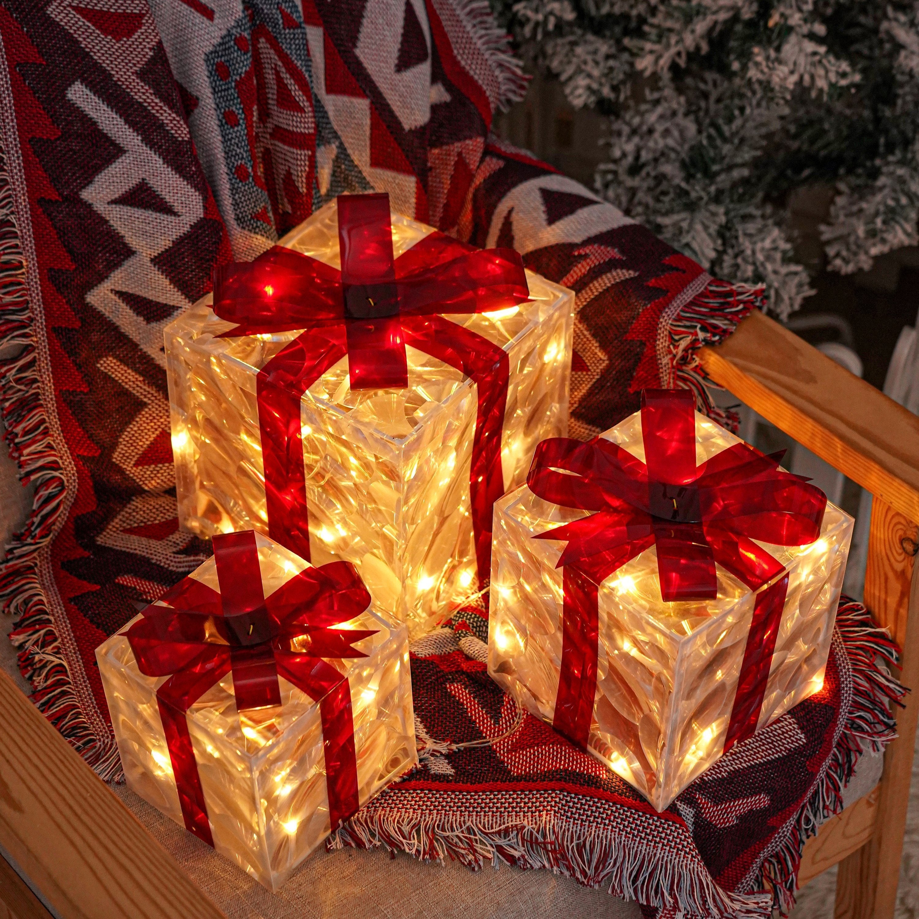 LumiGlow Christmas Lighted Gift Box Set