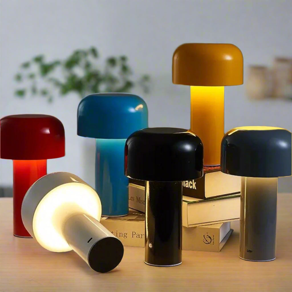 LumiShroom - Modern Mushroom Table Lamp with Cylindrical Base