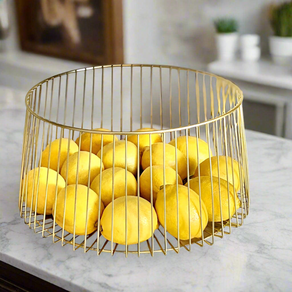 Elegant Golden Wire Basket | Stylish & Functional Storage Solution