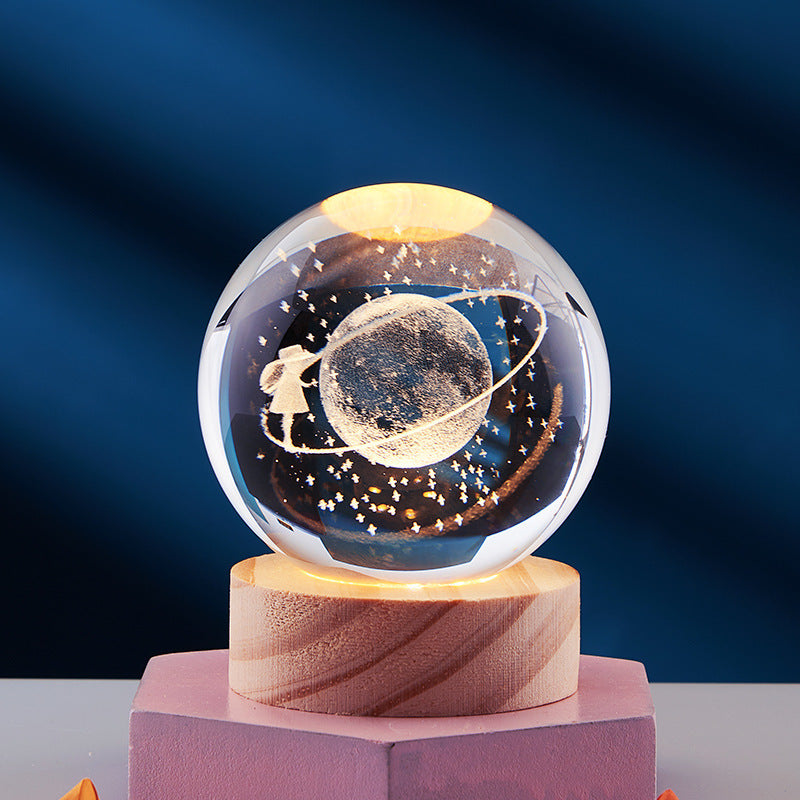 Luminous 3D Crystal Sphere Night Lamp – Enchanting LED Mood Light