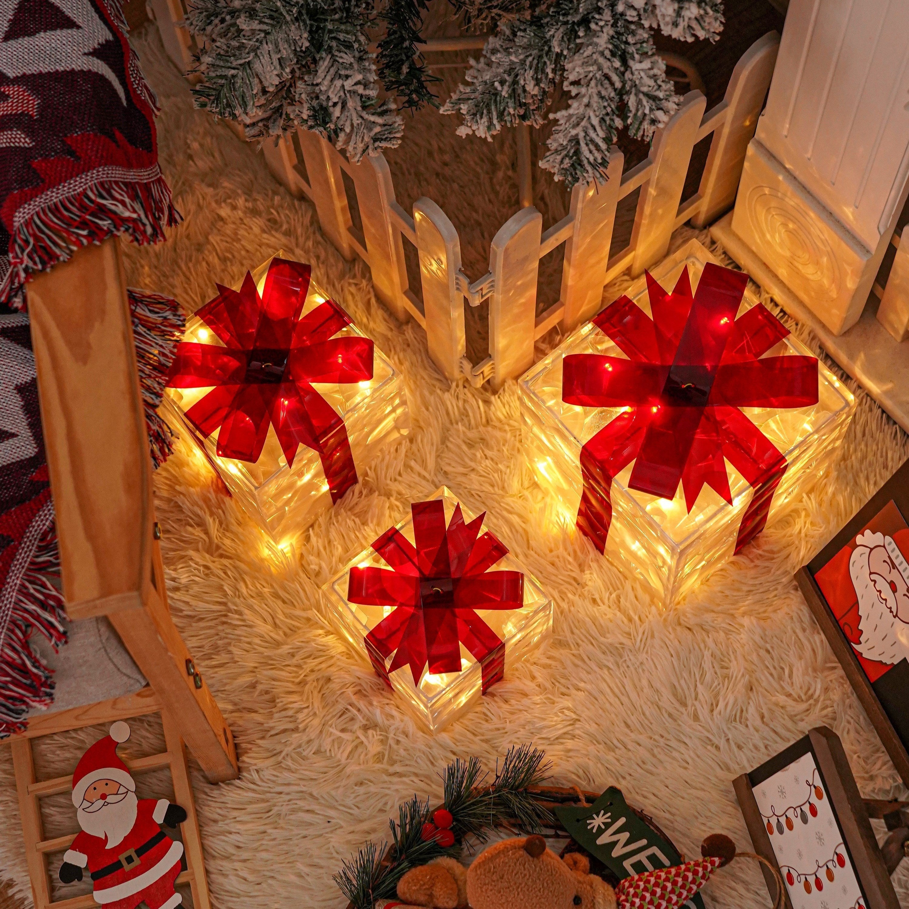 LumiGlow Christmas Lighted Gift Box Set