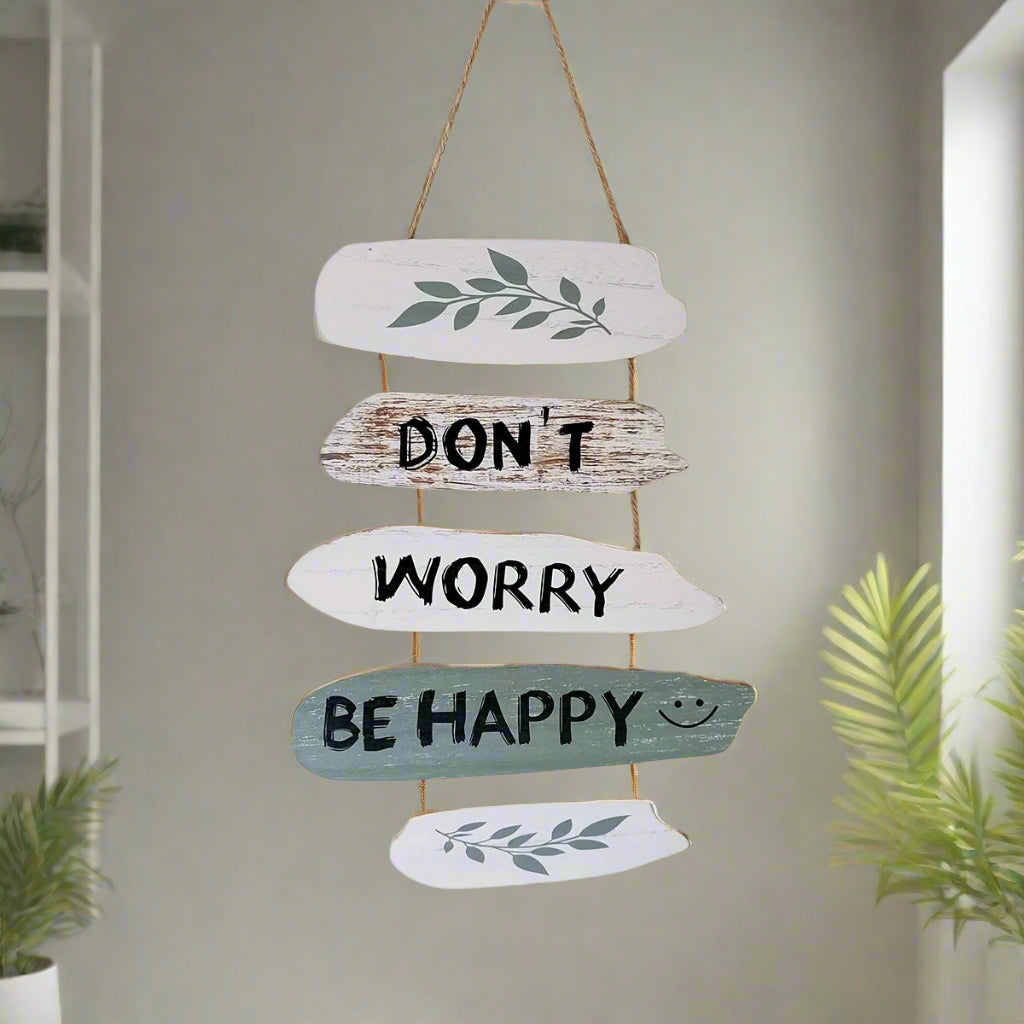 RusticGlow - "Don't Worry, Be Happy" Wooden Wall Hanging Decor
