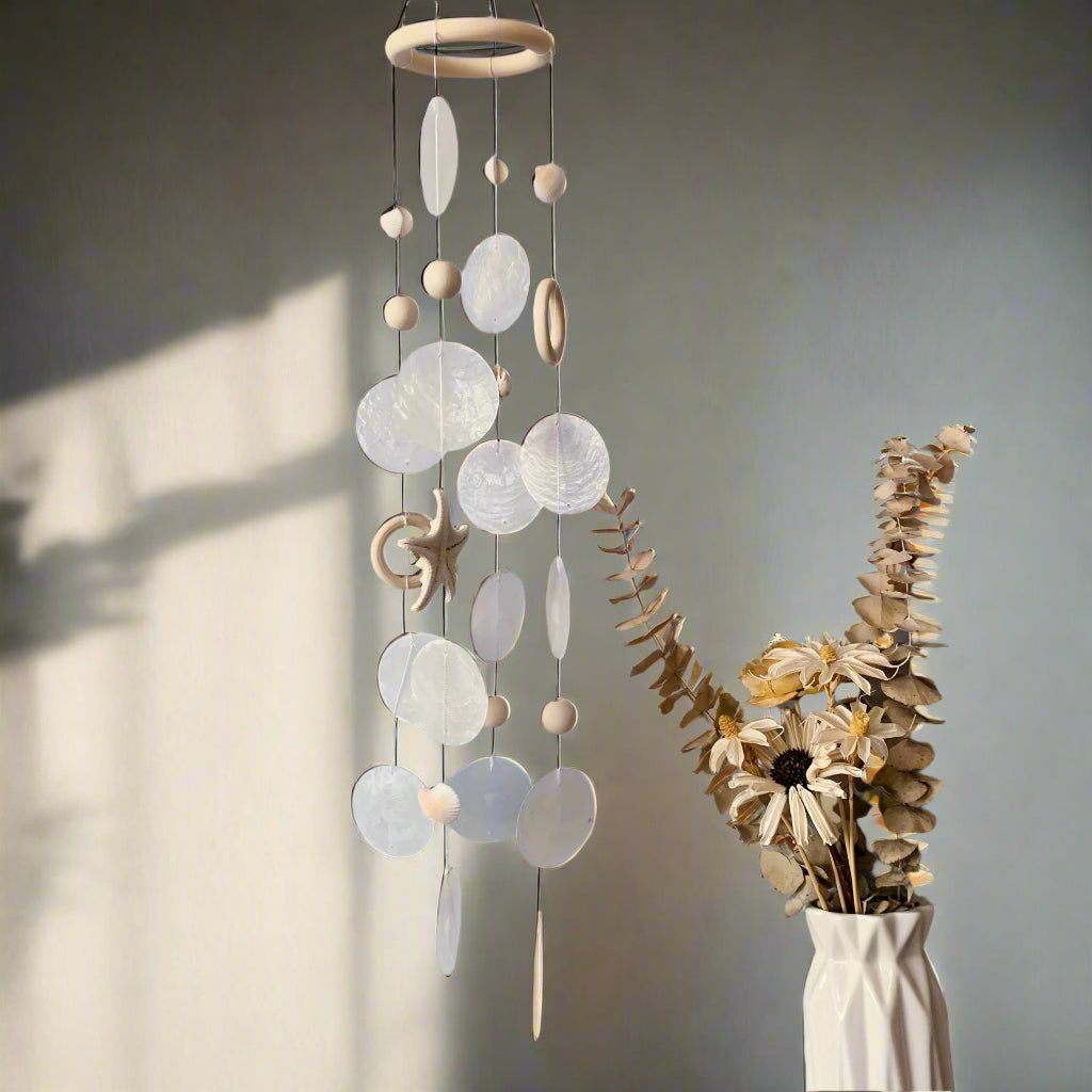 SeaWhispers - Coastal Shell and Starfish Wind Chime Decor