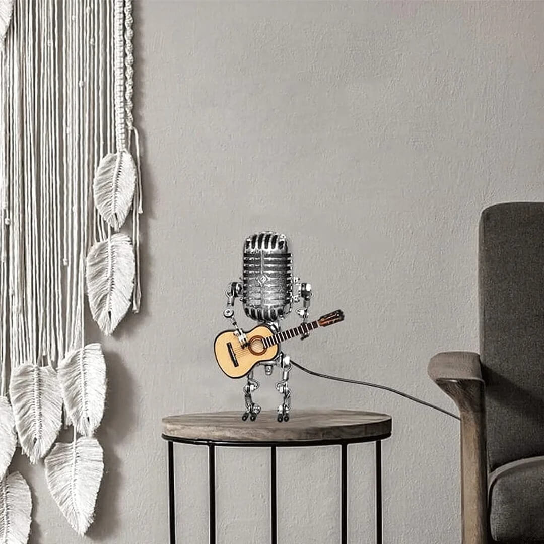 MicBots - Vintage Microphone LED Robots with Musical Instruments