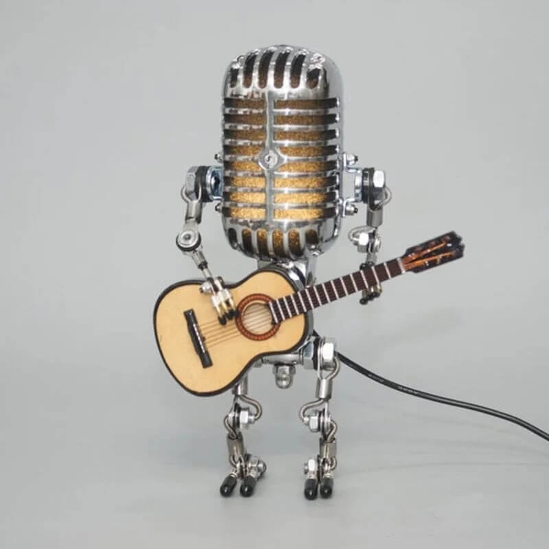 MicBots - Vintage Microphone LED Robots with Musical Instruments