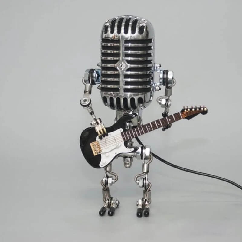 MicBots - Vintage Microphone LED Robots with Musical Instruments