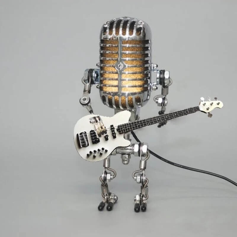 MicBots - Vintage Microphone LED Robots with Musical Instruments