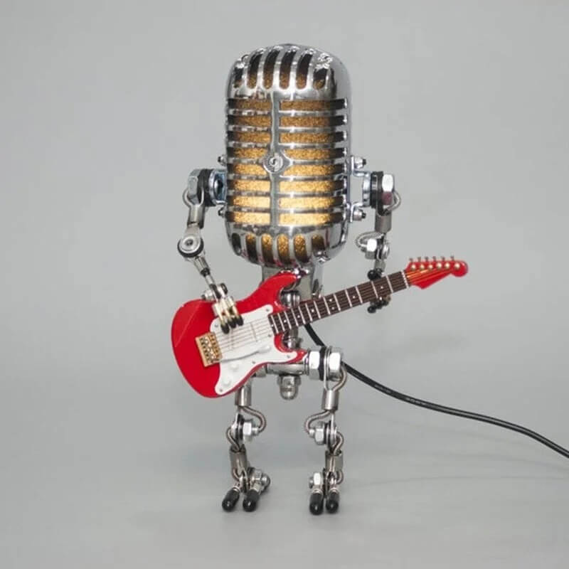 MicBots - Vintage Microphone LED Robots with Musical Instruments