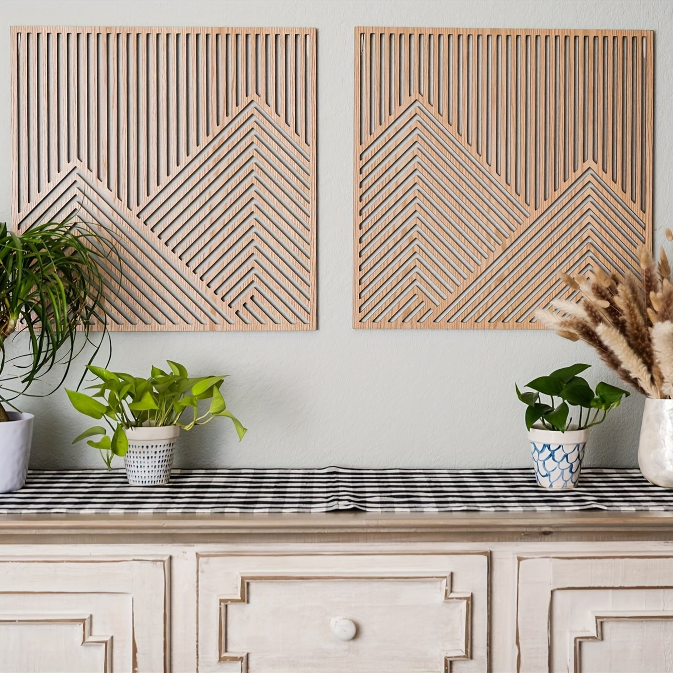 GeoGrace - Modern Geometric Wooden Wall Art Panels