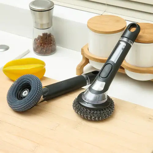 Soap Dispensing Kitchen Brush | Ergonomic Pan & Sink Scrubber