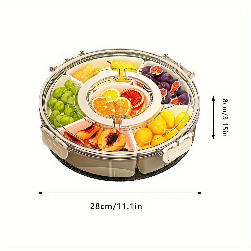 RevolveBites Rotating Snack Organizer – Round Plastic Divided Food Storage Container