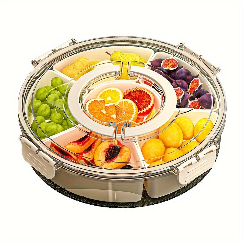 RevolveBites Rotating Snack Organizer – Round Plastic Divided Food Storage Container