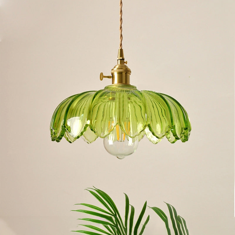 BlossomGlow – Elegant Scalloped Glass Ceiling Light