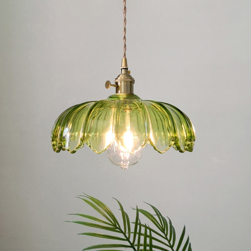 BlossomGlow – Elegant Scalloped Glass Ceiling Light