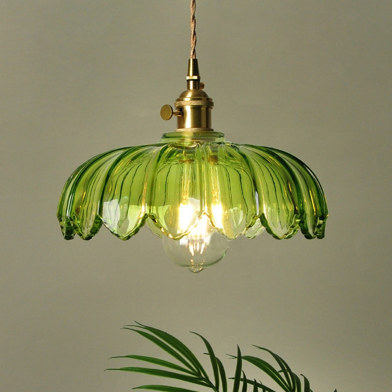 BlossomGlow – Elegant Scalloped Glass Ceiling Light