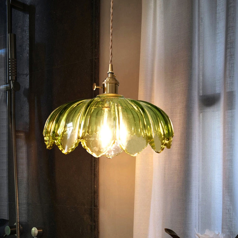 BlossomGlow – Elegant Scalloped Glass Ceiling Light