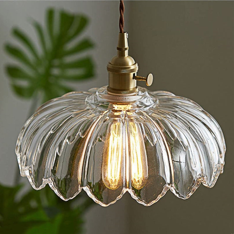 BlossomGlow – Elegant Scalloped Glass Ceiling Light