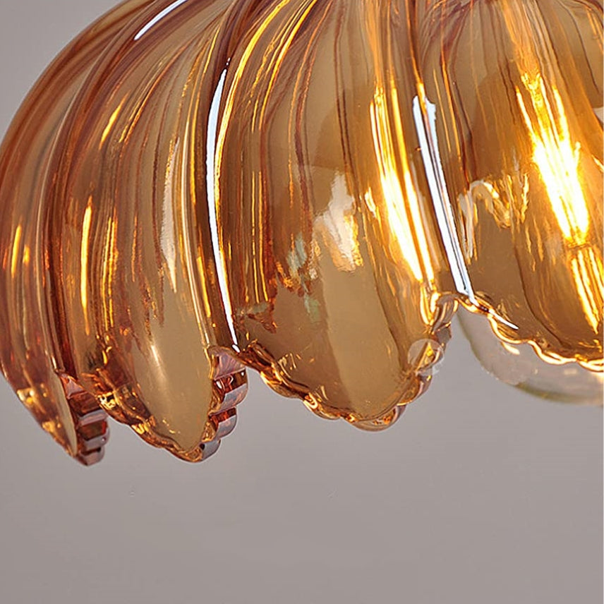 BlossomGlow – Elegant Scalloped Glass Ceiling Light