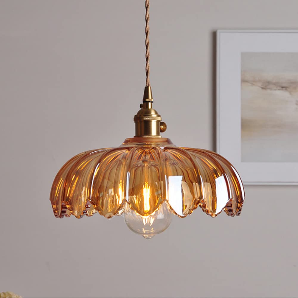 BlossomGlow – Elegant Scalloped Glass Ceiling Light