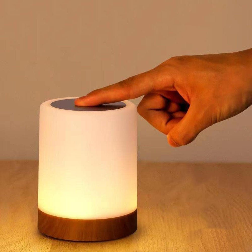 LumiNest - Modern Bedside Table Lamp with Wood Base