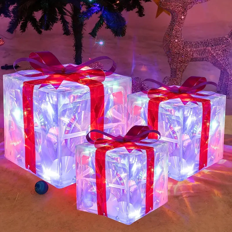 LumiGlow Christmas Lighted Gift Box Set