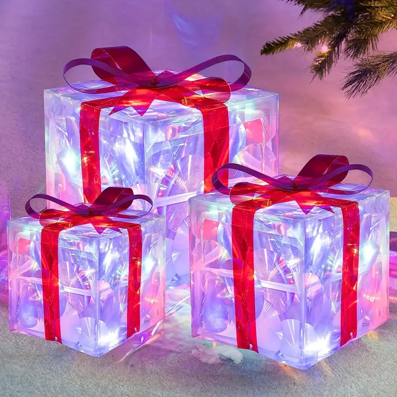 LumiGlow Christmas Lighted Gift Box Set
