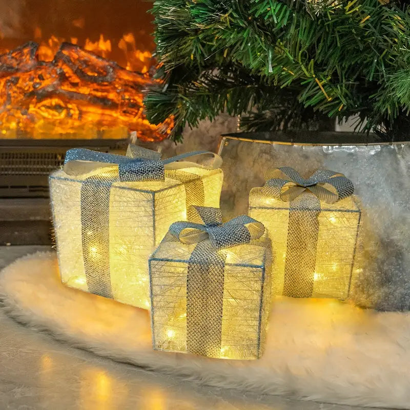 LumiGlow Christmas Lighted Gift Box Set